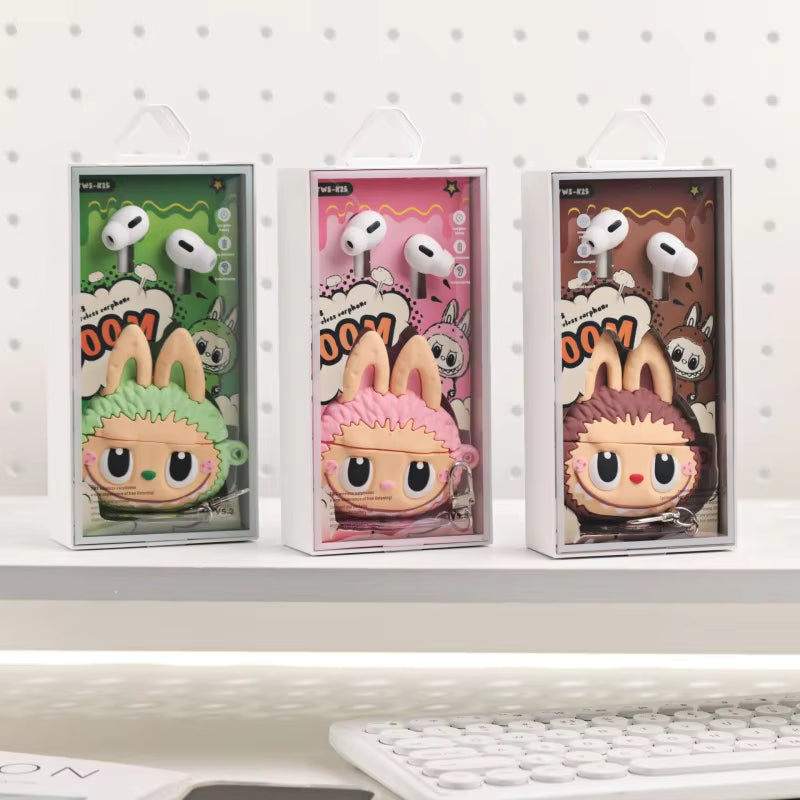 Cute Cartoon 3D Silicone Protective Shell Hard Box Earphones Labubu In-ear Earbuds Wireless Blue Tooth Headset TWS Headphones