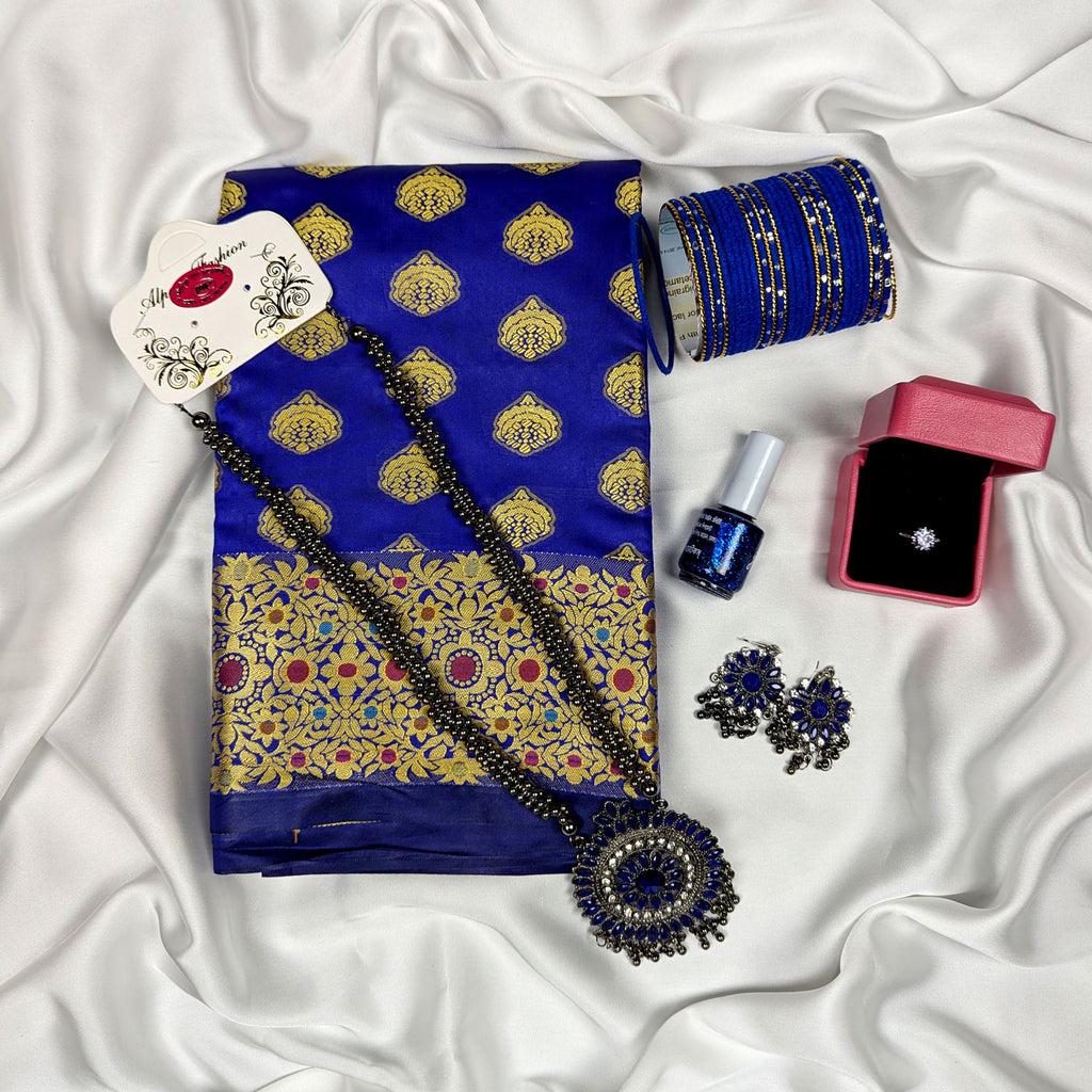 Premium Silk Katan Saree Combo Pack Blue