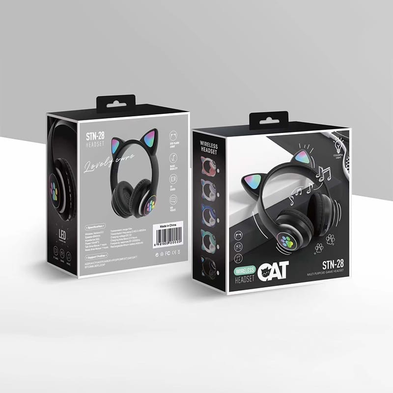 CAT STN-28 Wireless Cat Ear Headset Bluetooth 5.0 | 40mm Speaker, 400mAh Battery & 7 Hours Playtime - Stylish Over-Ear Headphones