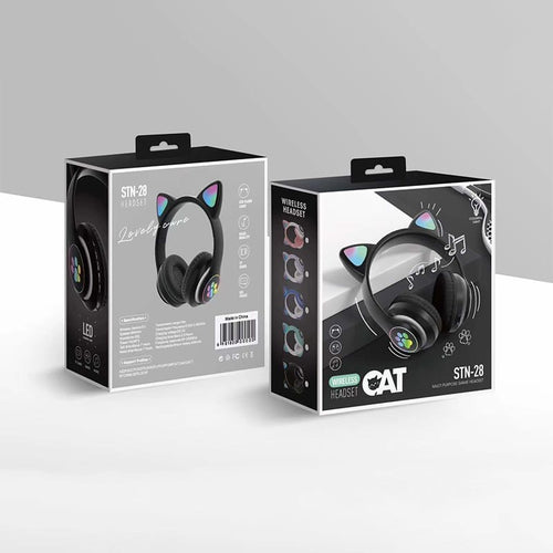 CAT STN-28 Wireless Cat Ear Headset Bluetooth 5.0 | 40mm Speaker, 400mAh Battery & 7 Hours Playtime - Stylish Over-Ear Headphones