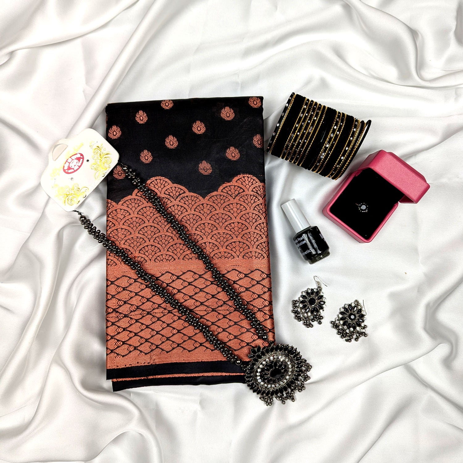 Premium Silk Katan Saree Combo Pack Black